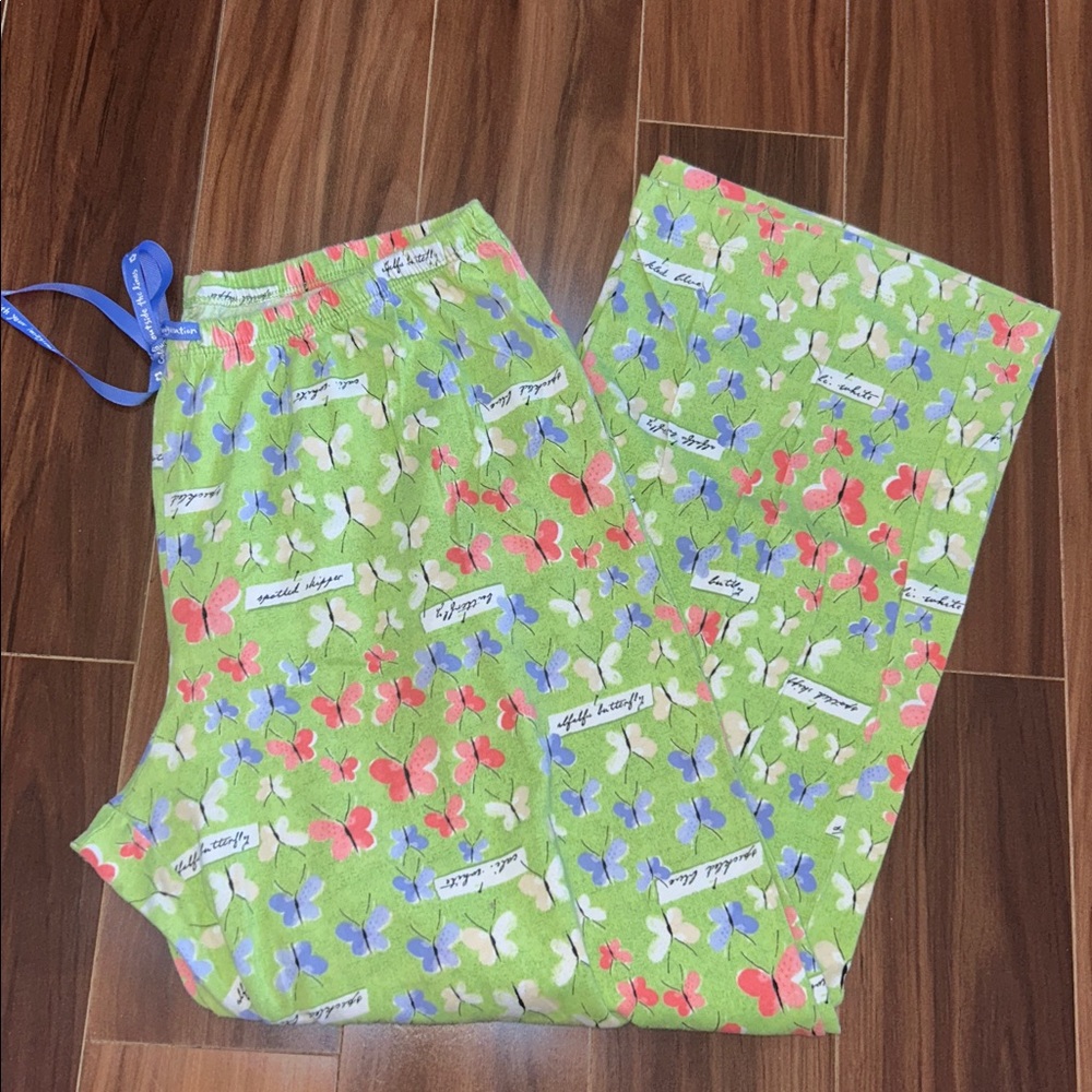 Large HUE 100% cotton butterfly print pajama pants